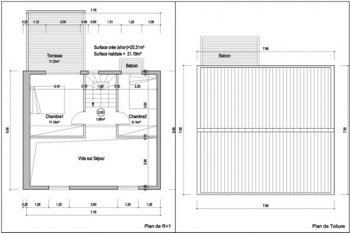 Surlvation d'une Maison : Projet - R+1 et Toiture