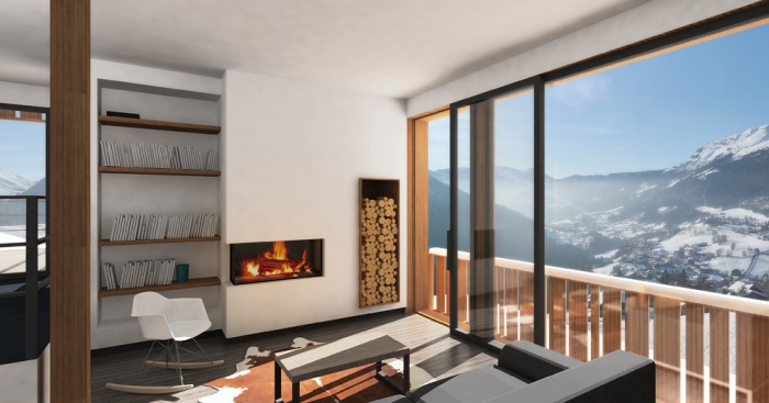 Chalet BBC en montagne : Vue salon