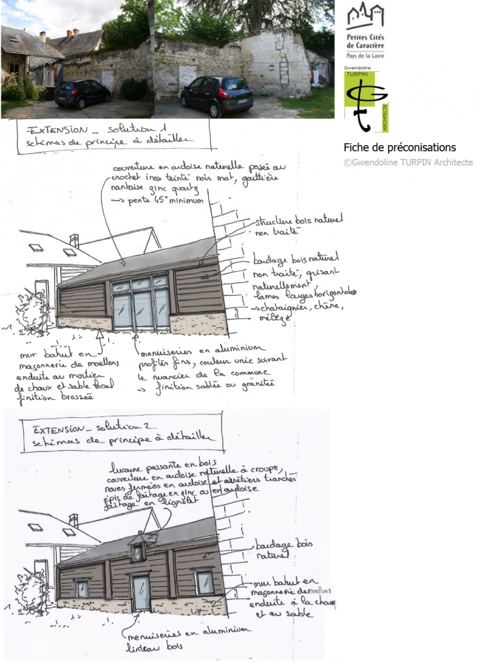 Extension en bois sur cour en secteur protg