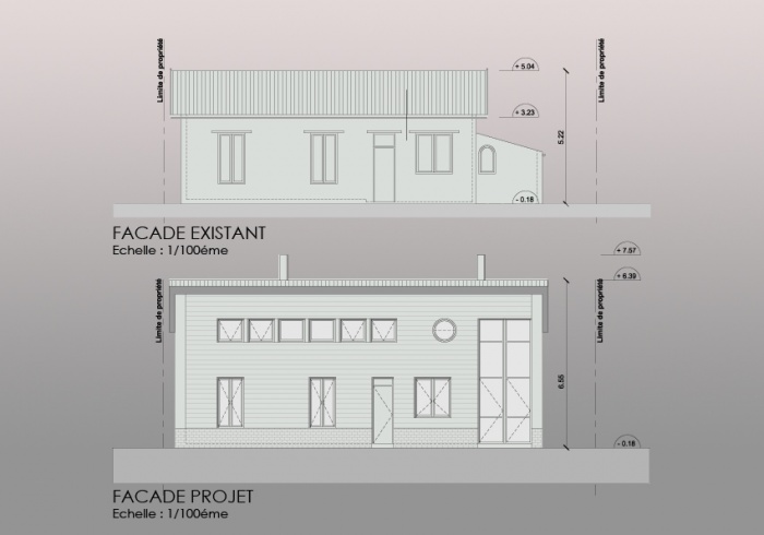 Surlevation d'une maison  usage d'habitation : 4 PL fac