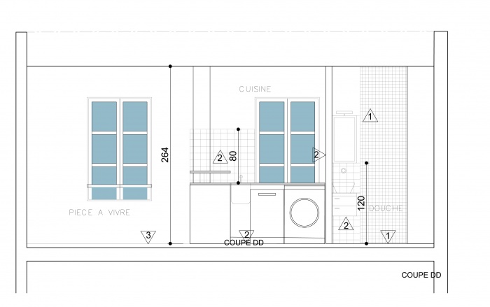 Amnagement de comble : DCE- ZERMIZOGLOU LOTS-amenagement cuisine devant fenetre1