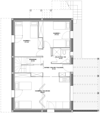 Rsidence secondaire en bord de mer : plan du niveau bas