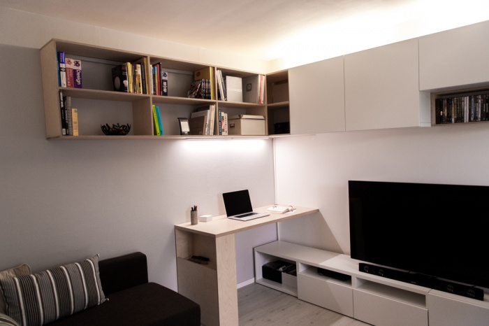 Rnovation d'un appartement, ax sur la pice  vivre. : Vue bureau