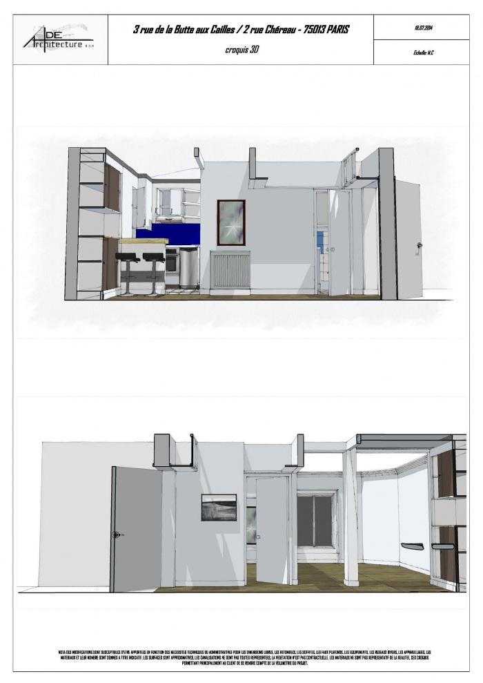 Appartement 2 rue Chreau / Butte aux Cailles : appartement  indice D1 croquis 3d (9) (1)