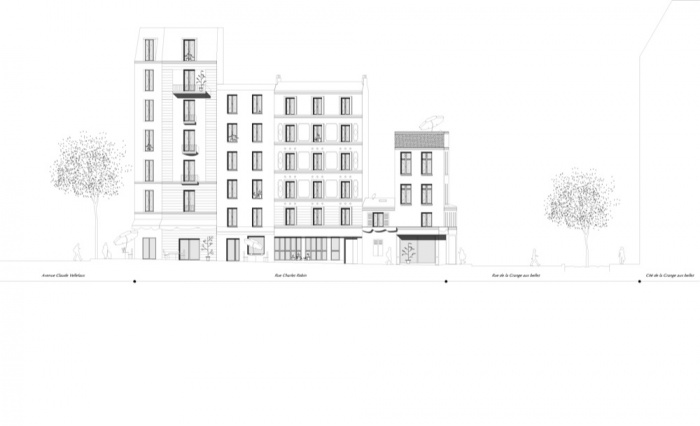 Surlvation d'un immeuble d'angle : Fac?ade charles robin